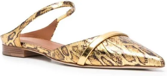 Malone Souliers Uma snakeskin-print mules Gold