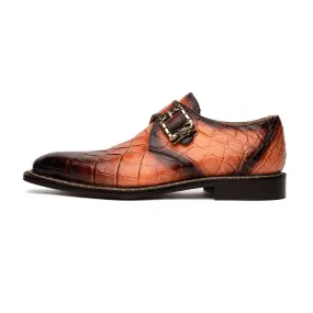 Mauri Nitti 3281/2 Men's Shoes Peach with T.Moro Finish Exotic Alligator Monk-Strap Loafers (MA5601)