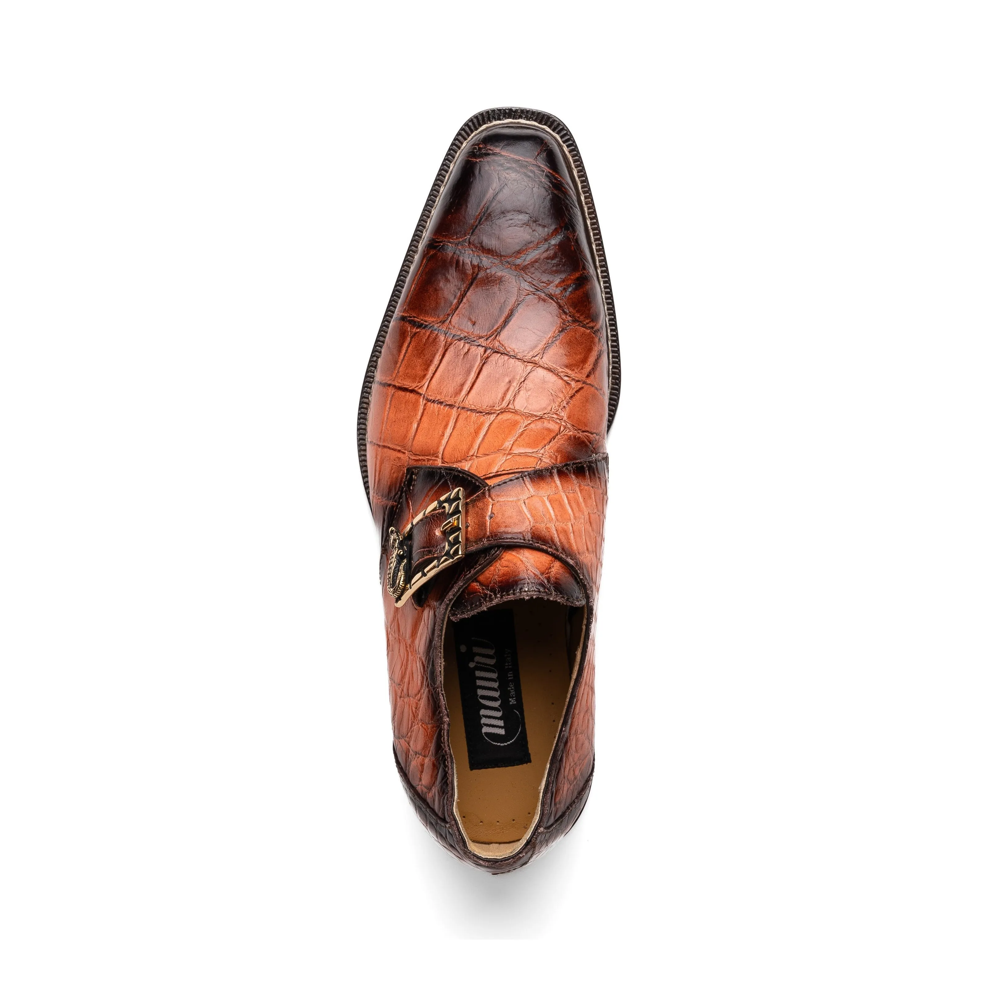 Mauri Nitti 3281/2 Men's Shoes Peach with T.Moro Finish Exotic Alligator Monk-Strap Loafers (MA5601)