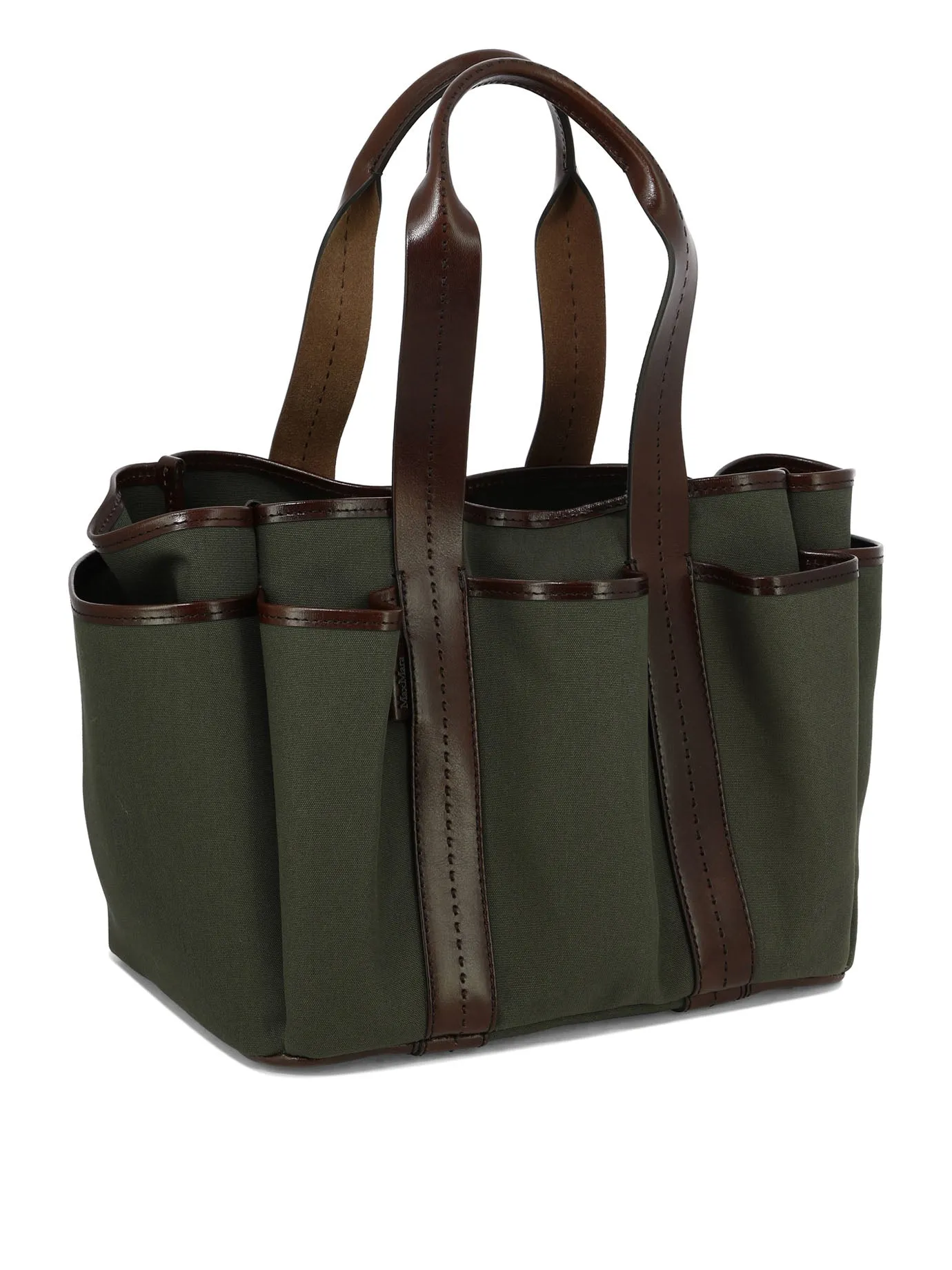 Max Mara    Max Mara Canvas And Leather Giardiniera Tote Bag