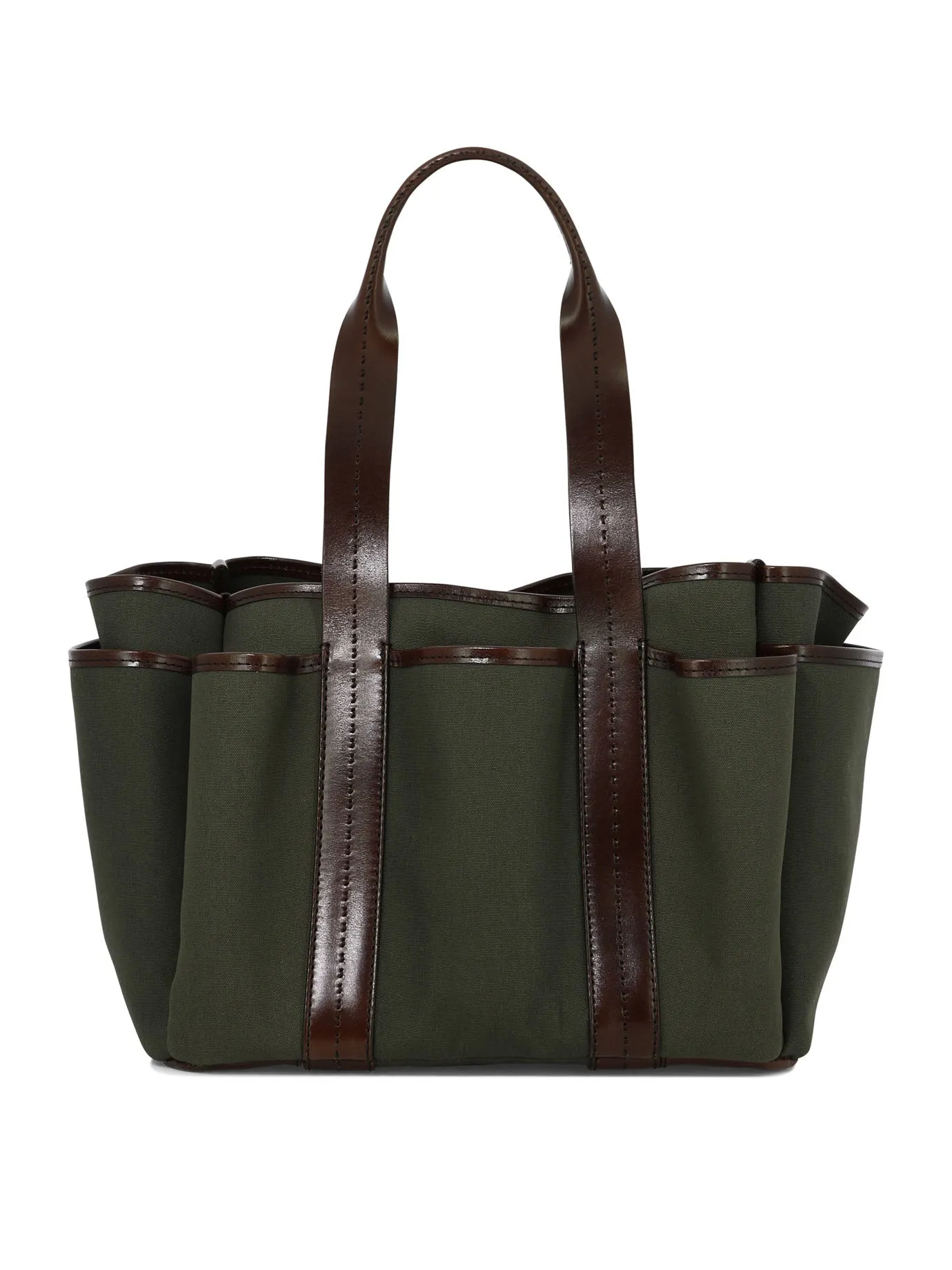 Max Mara    Max Mara Canvas And Leather Giardiniera Tote Bag