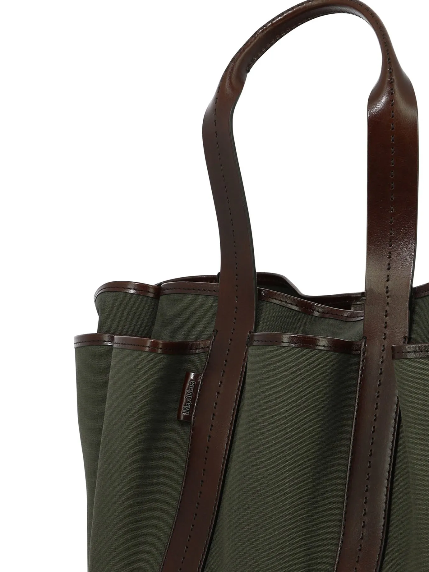 Max Mara    Max Mara Canvas And Leather Giardiniera Tote Bag