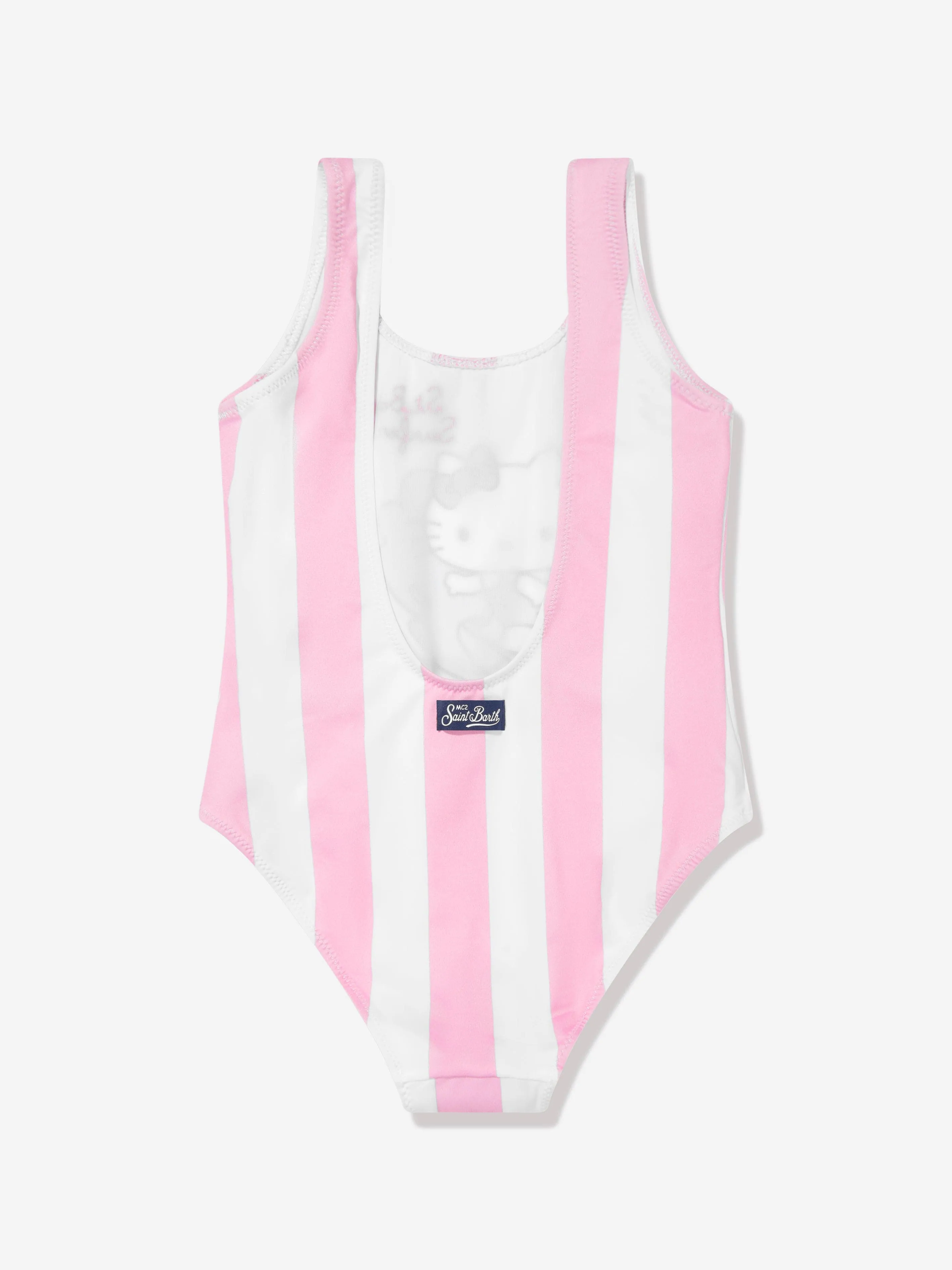 MC2 Saint Barth Girls Hello Kitty Striped Swimsuit in Pink