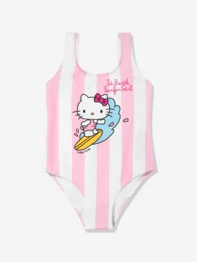 MC2 Saint Barth Girls Hello Kitty Striped Swimsuit in Pink