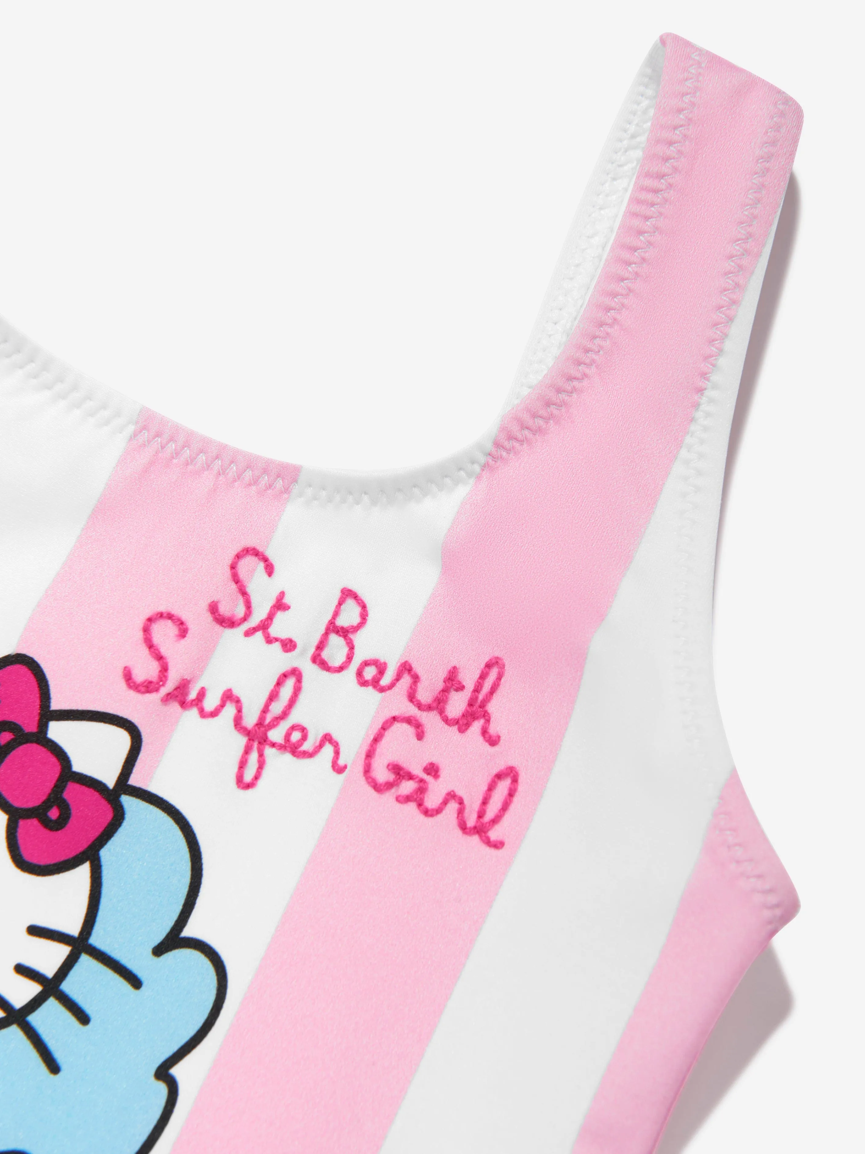 MC2 Saint Barth Girls Hello Kitty Striped Swimsuit in Pink