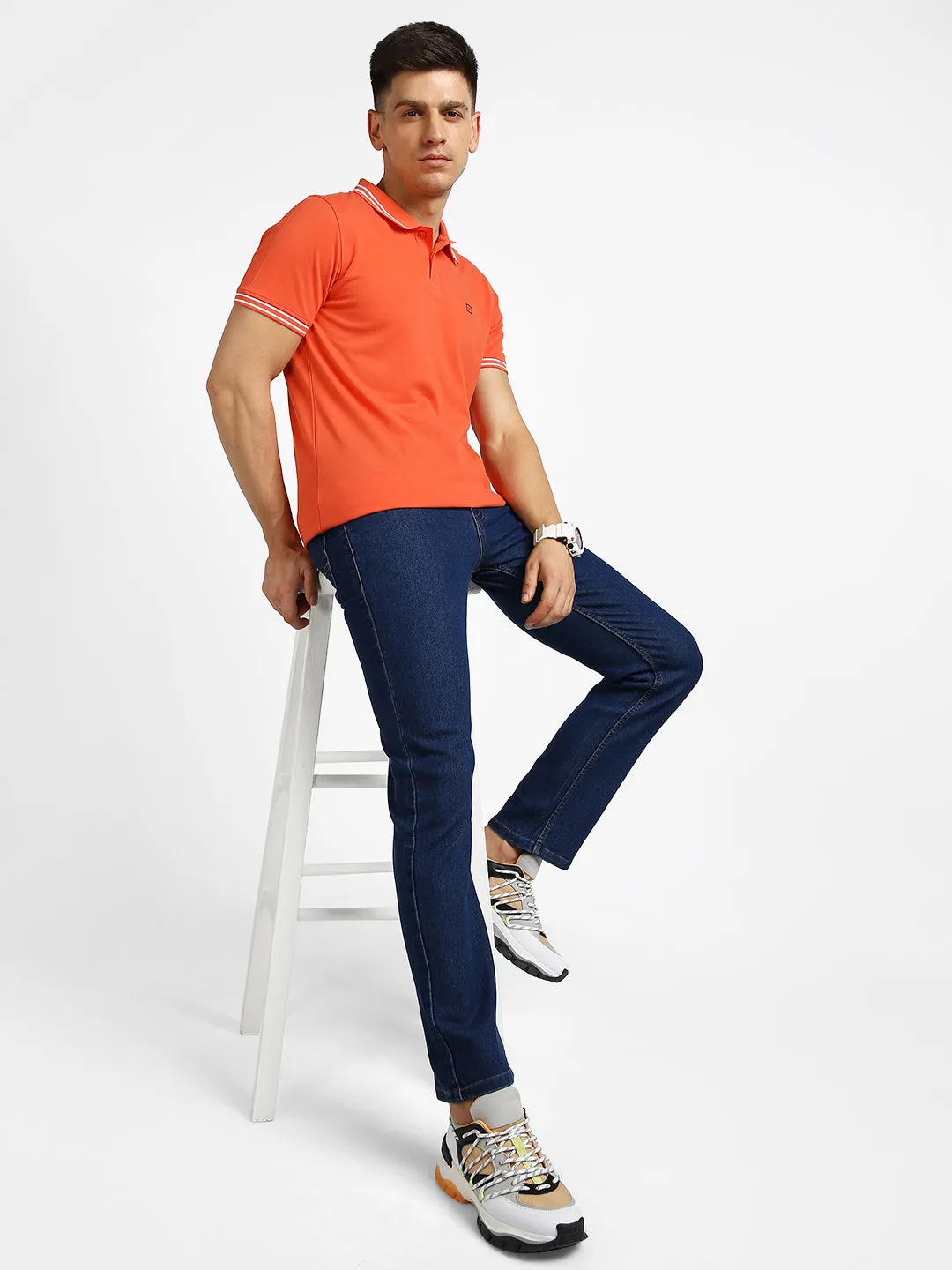 Men's Blue Regular Fit Jeans Stretchable