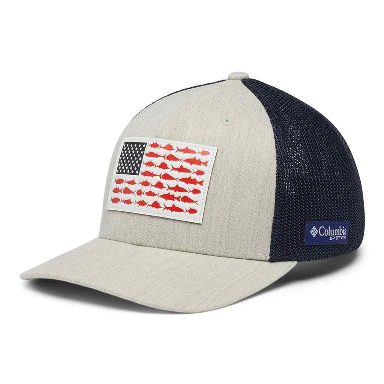 Men's Columbia PFG Leather Fish Flag Mesh Cap