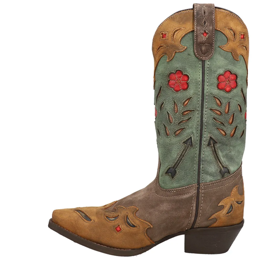 Miss Kate Floral Tooled Inlay Snip Toe Cowboy Boots