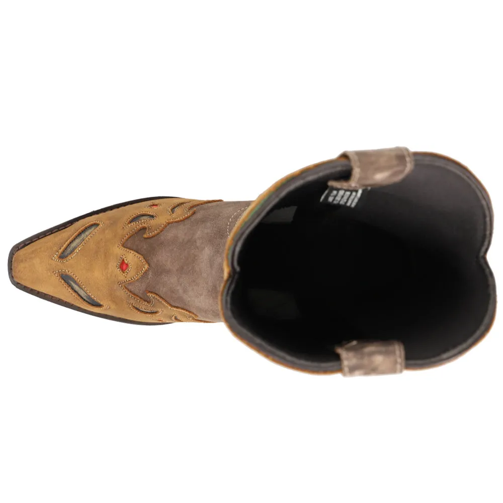 Miss Kate Floral Tooled Inlay Snip Toe Cowboy Boots