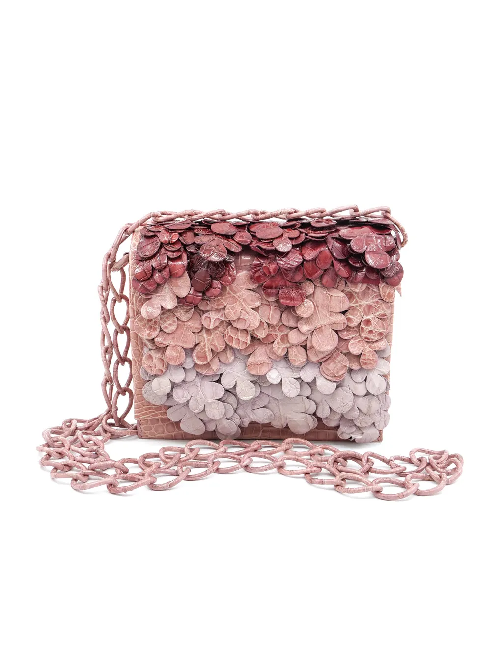 Nancy Gonzalez Floral Applique Crocodile Crossbody Bag