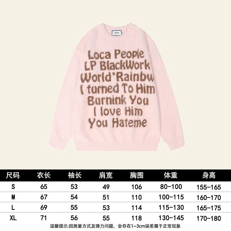 Natural astringent letter jacquard white soft waxy lazy sweater women's 2024 new winter loose sweater top