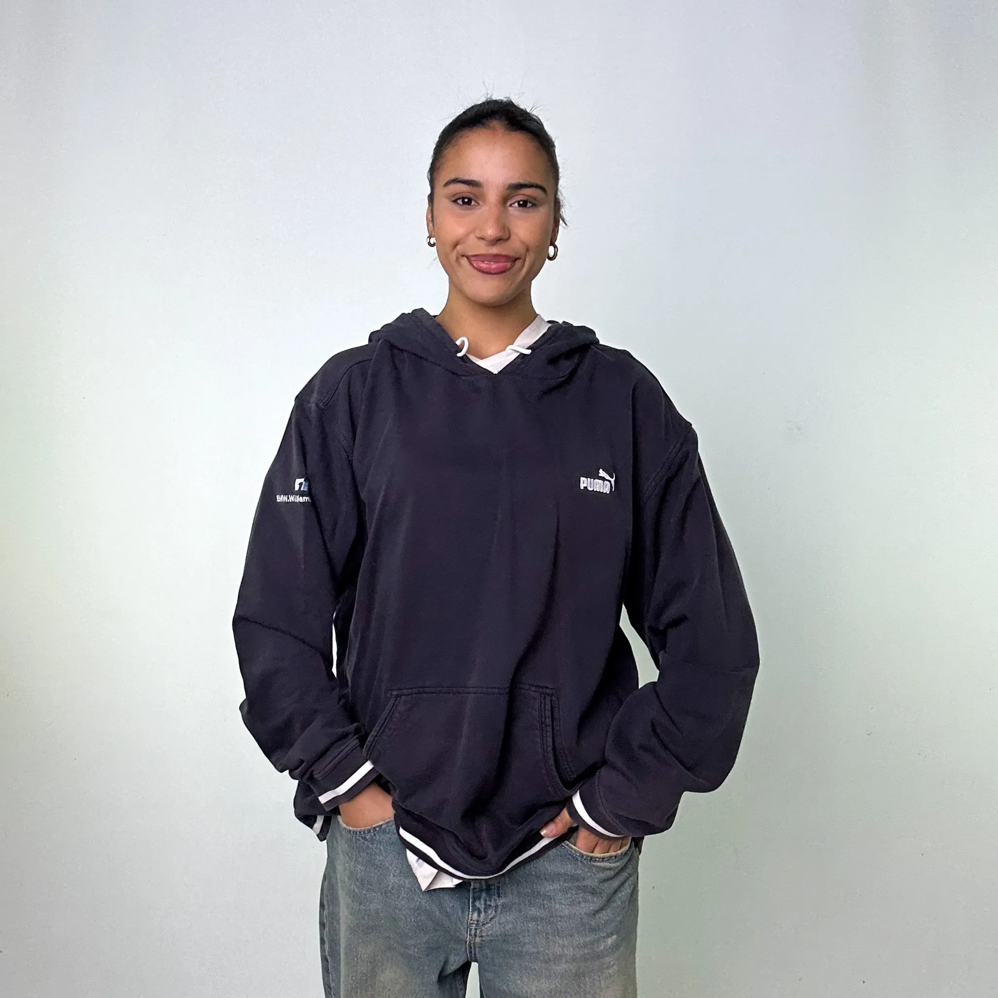 Navy Blue 90s PUMA BMW F1 Sweatshirt Hoodie (XL)