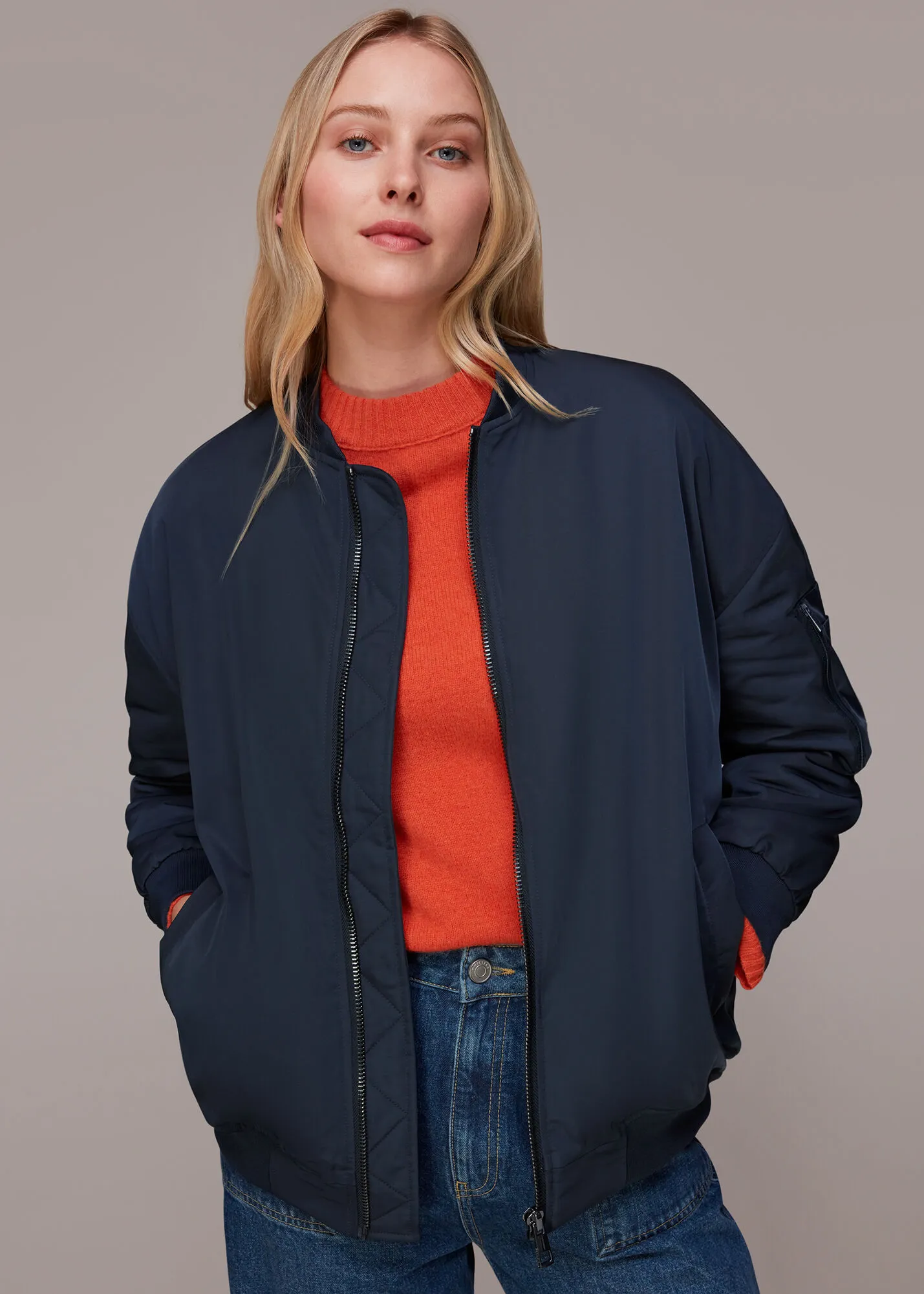 Navy Maria Bomber Jacket