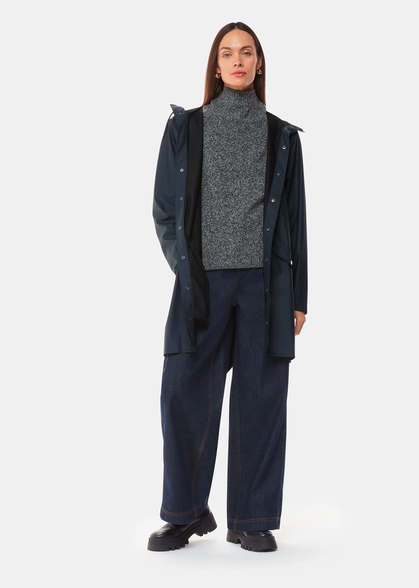 Navy Rains Long Jacket