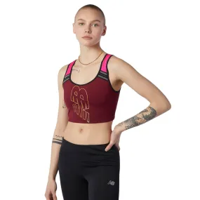 New Balance Crop Top Achiever Sports Bra - Burgundy