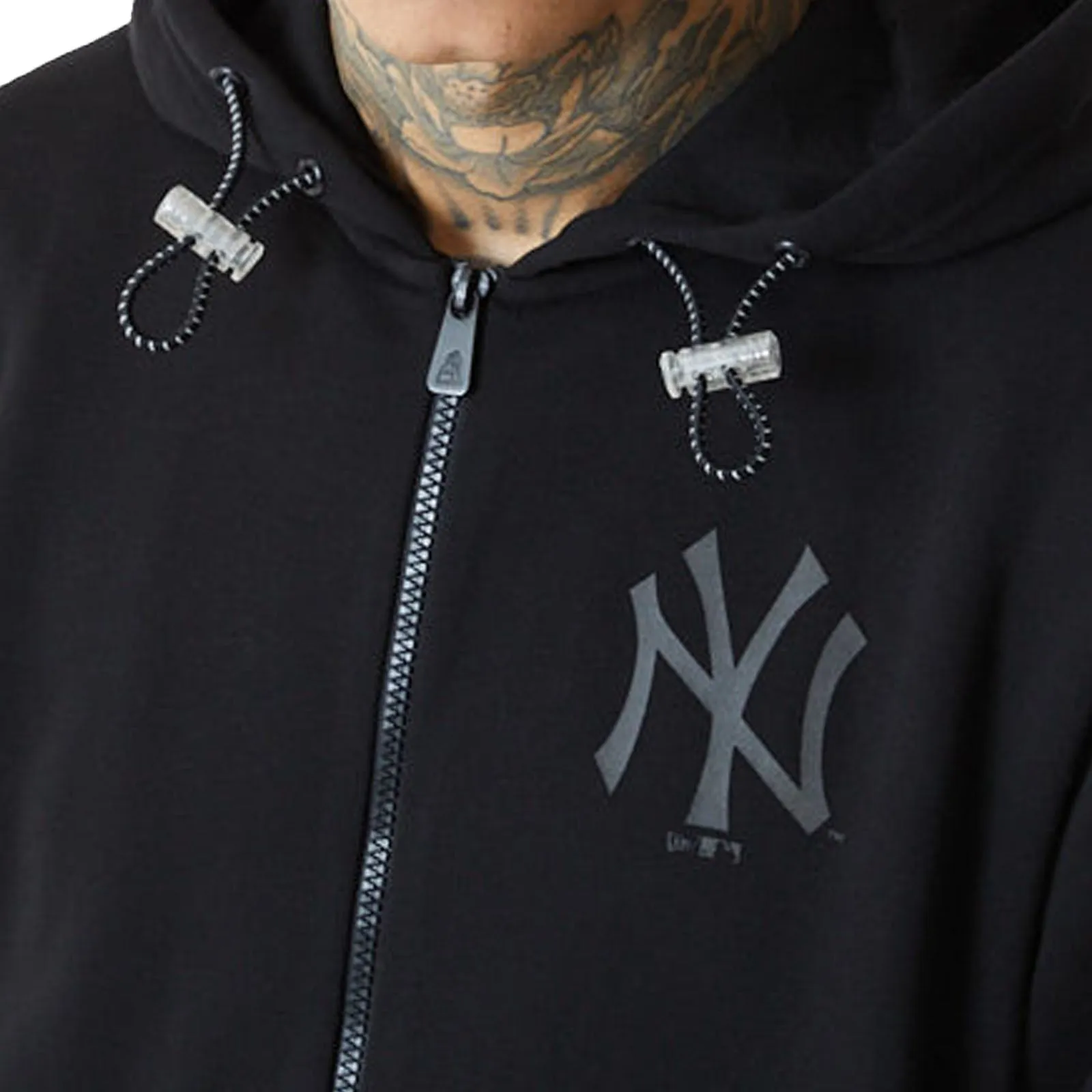 New Era Mens New York Yankees MLB Reflective Camo Full Zip Hoodie - Black