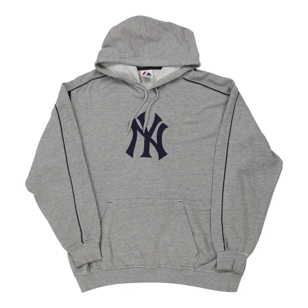 New York Yankees Majestic MLB Hoodie - XL Grey Cotton Blend