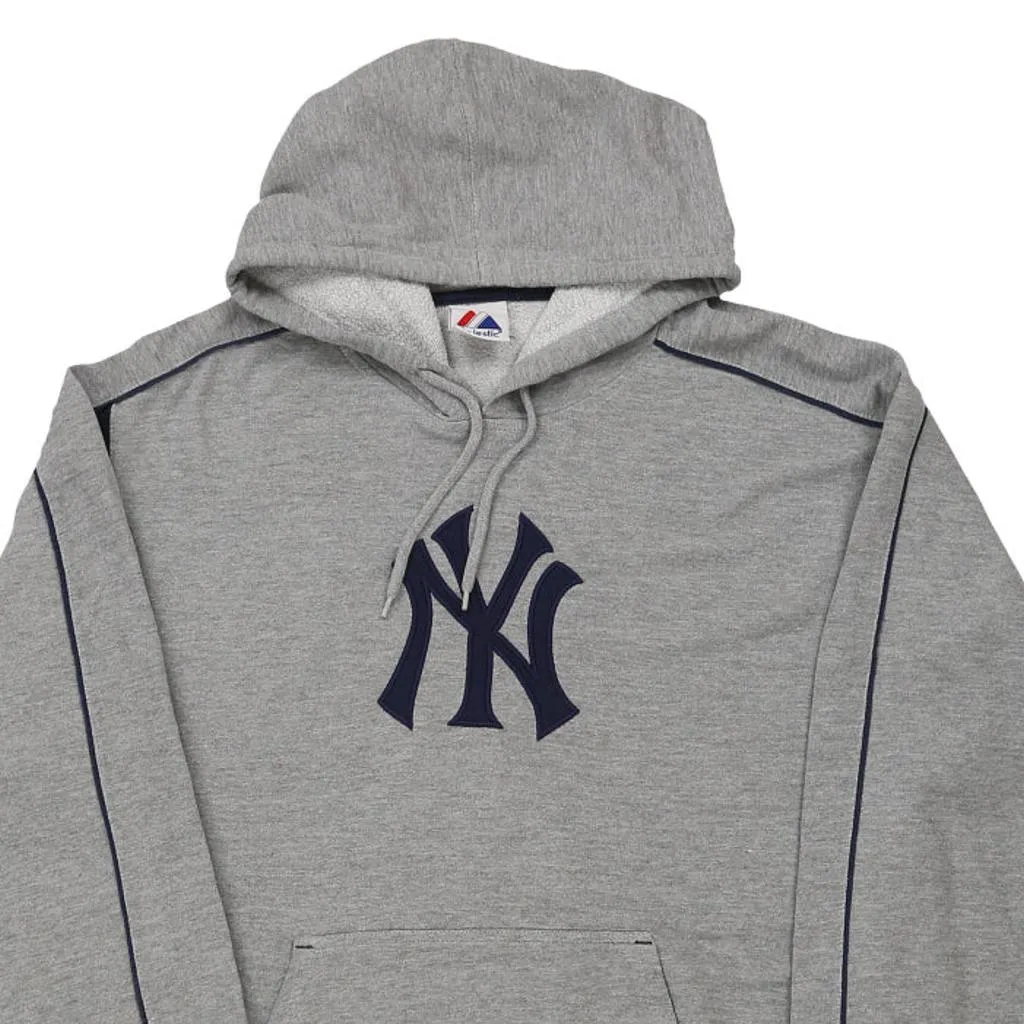 New York Yankees Majestic MLB Hoodie - XL Grey Cotton Blend