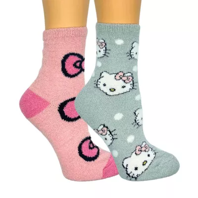 new!Cozy 2 Pair Hello Kitty Crew Socks Womens