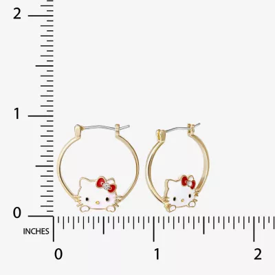 new!Crystal 18K Gold Over Brass Bow Hello Kitty Hoop Earrings