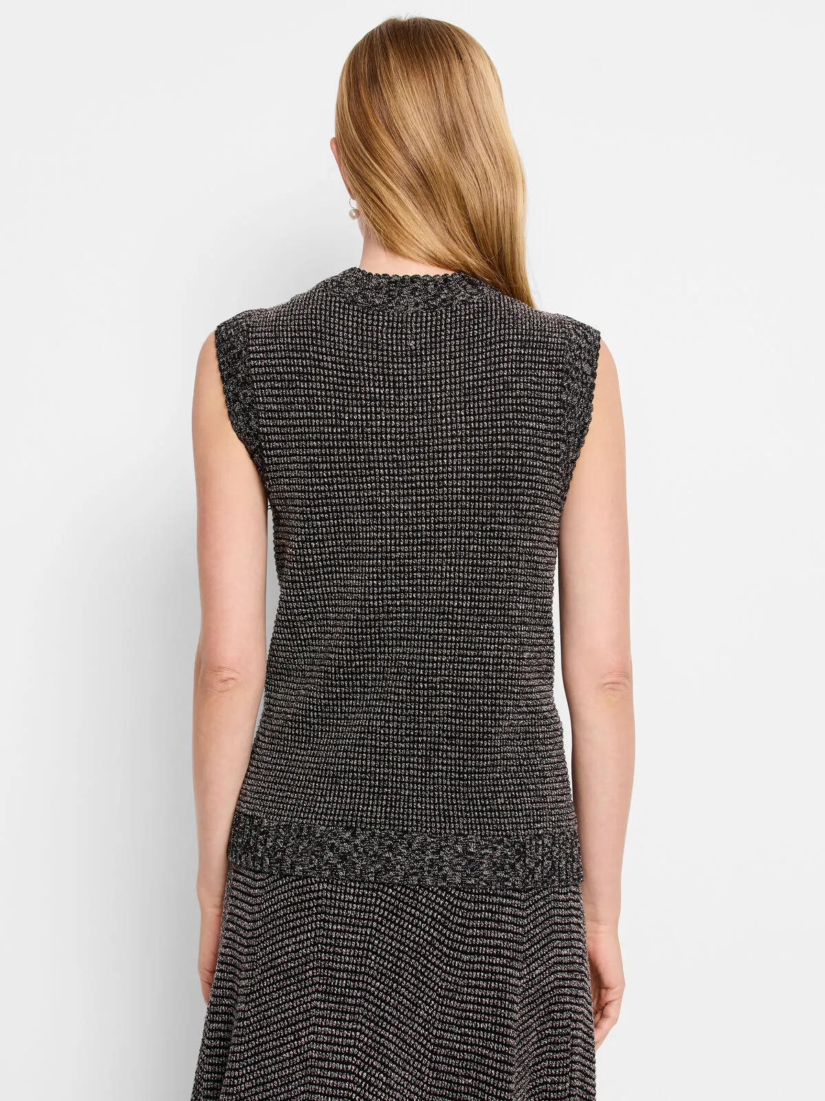 NIC+ZOE F241145 Pixel Knit Vest in Neutral Multi