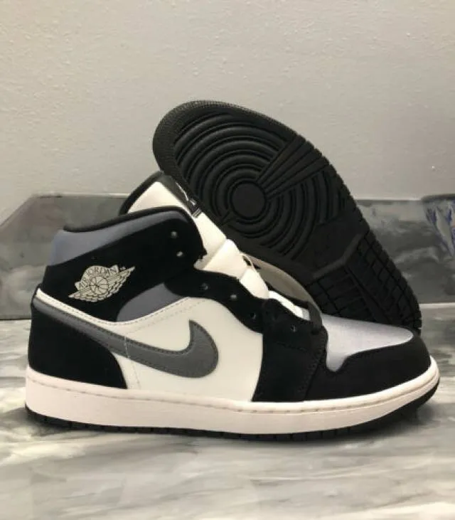 Nike air jordan 1 mid satin grey toe black anthracite sail