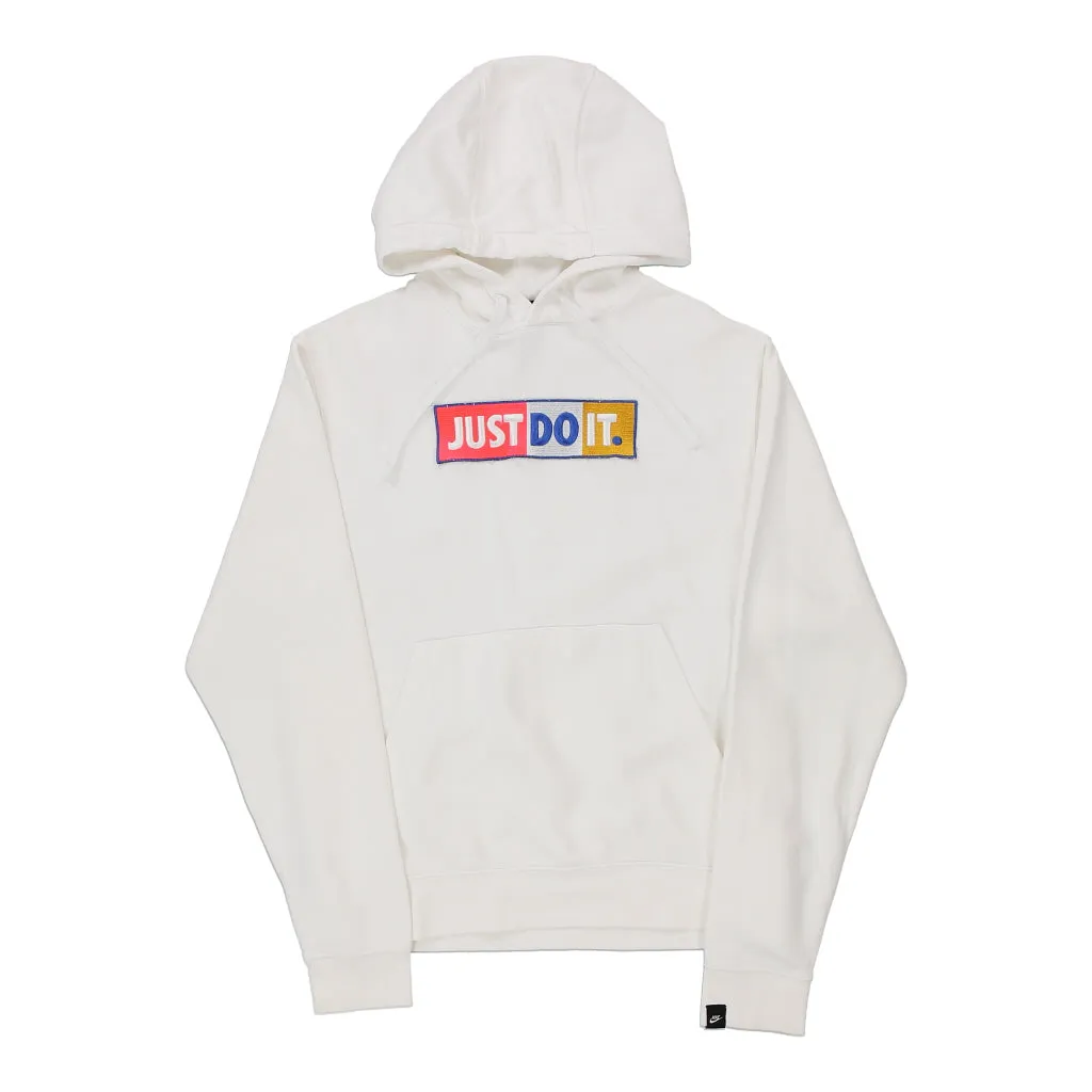 Nike Graphic Hoodie - Small White Cotton Blend