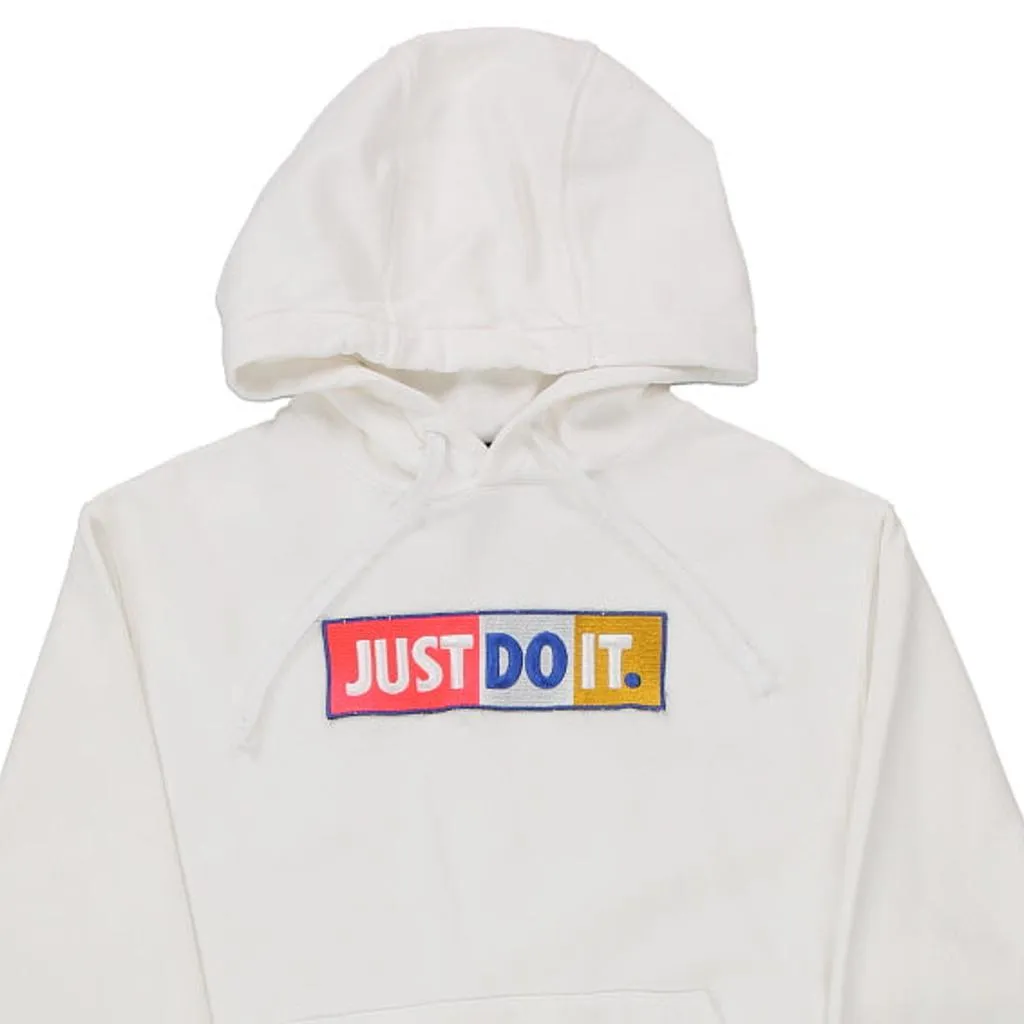 Nike Graphic Hoodie - Small White Cotton Blend