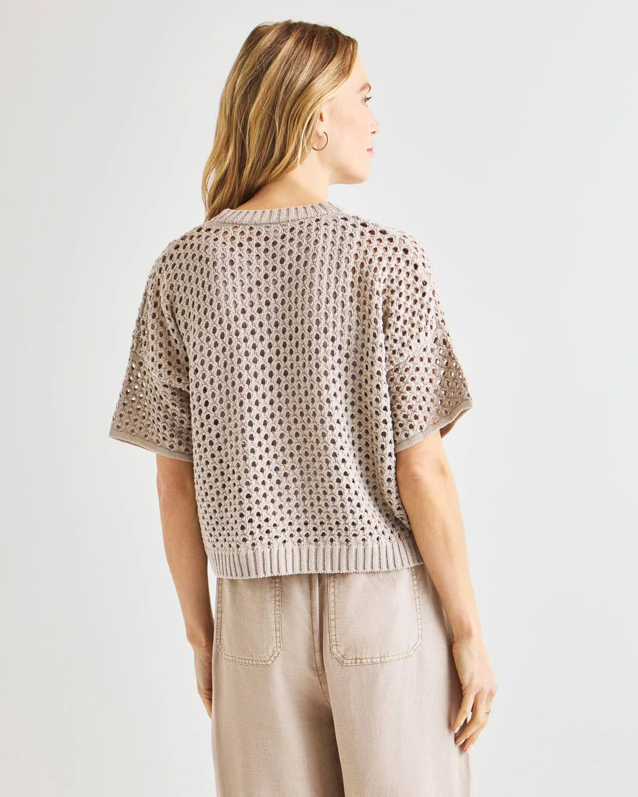 Nova Pointelle Short Sleeve Cardigan