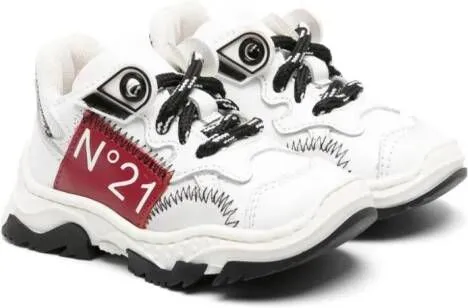 Nº21 Kids logo-print chunky leather sneakers White