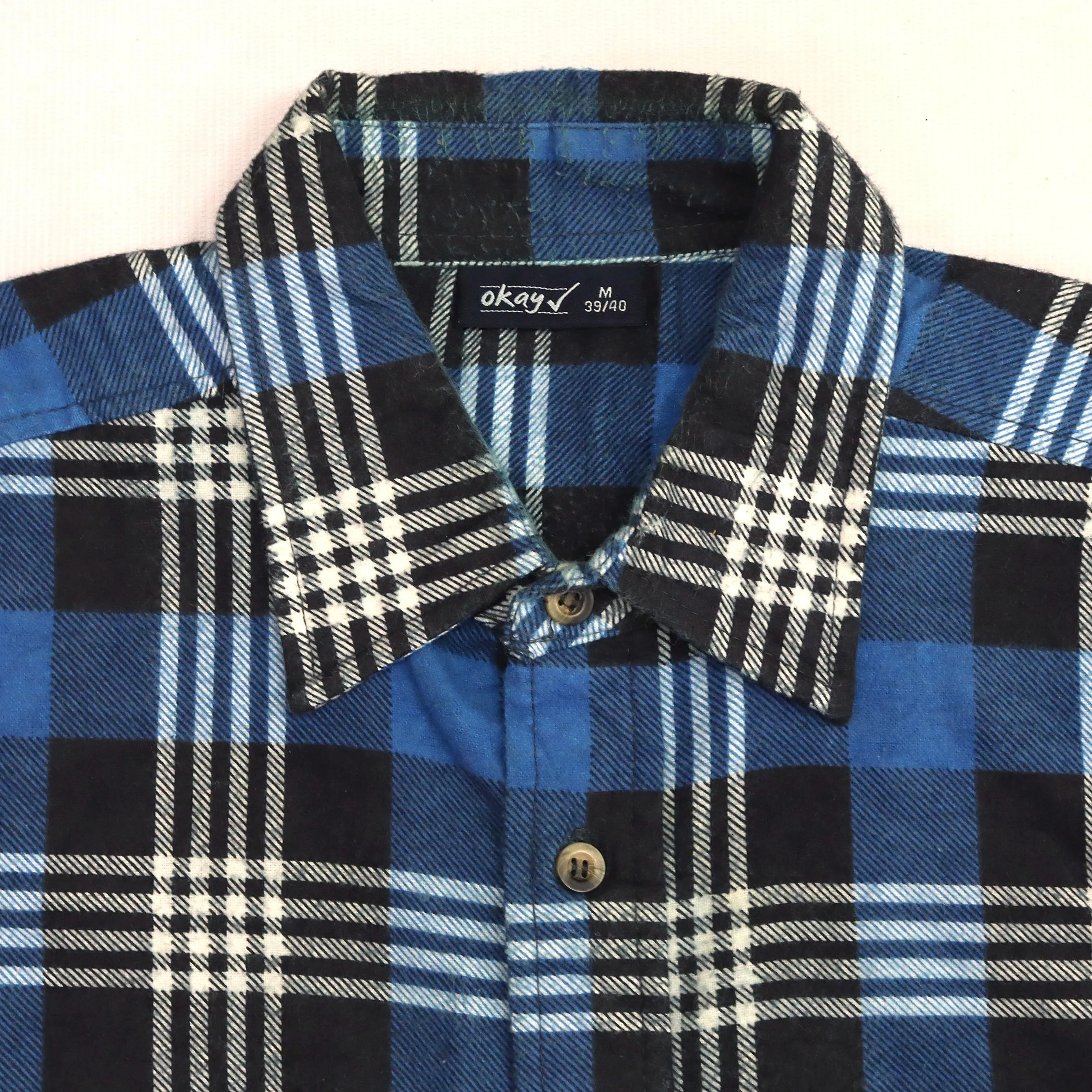 Okay Checkered Flannel Shirt Blue Black Beige