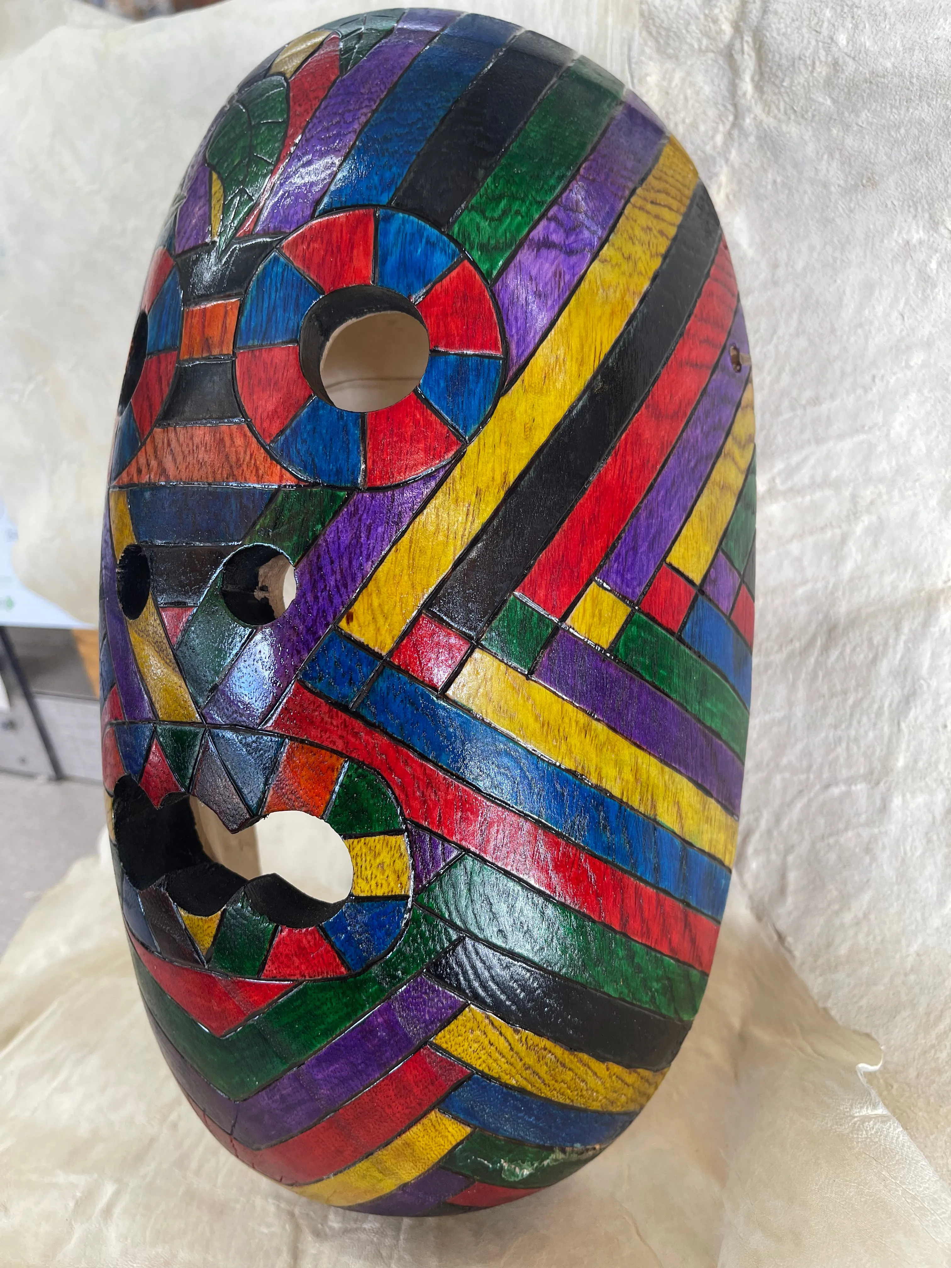 Painted Wild Potato Clan Mask by Richard Owle