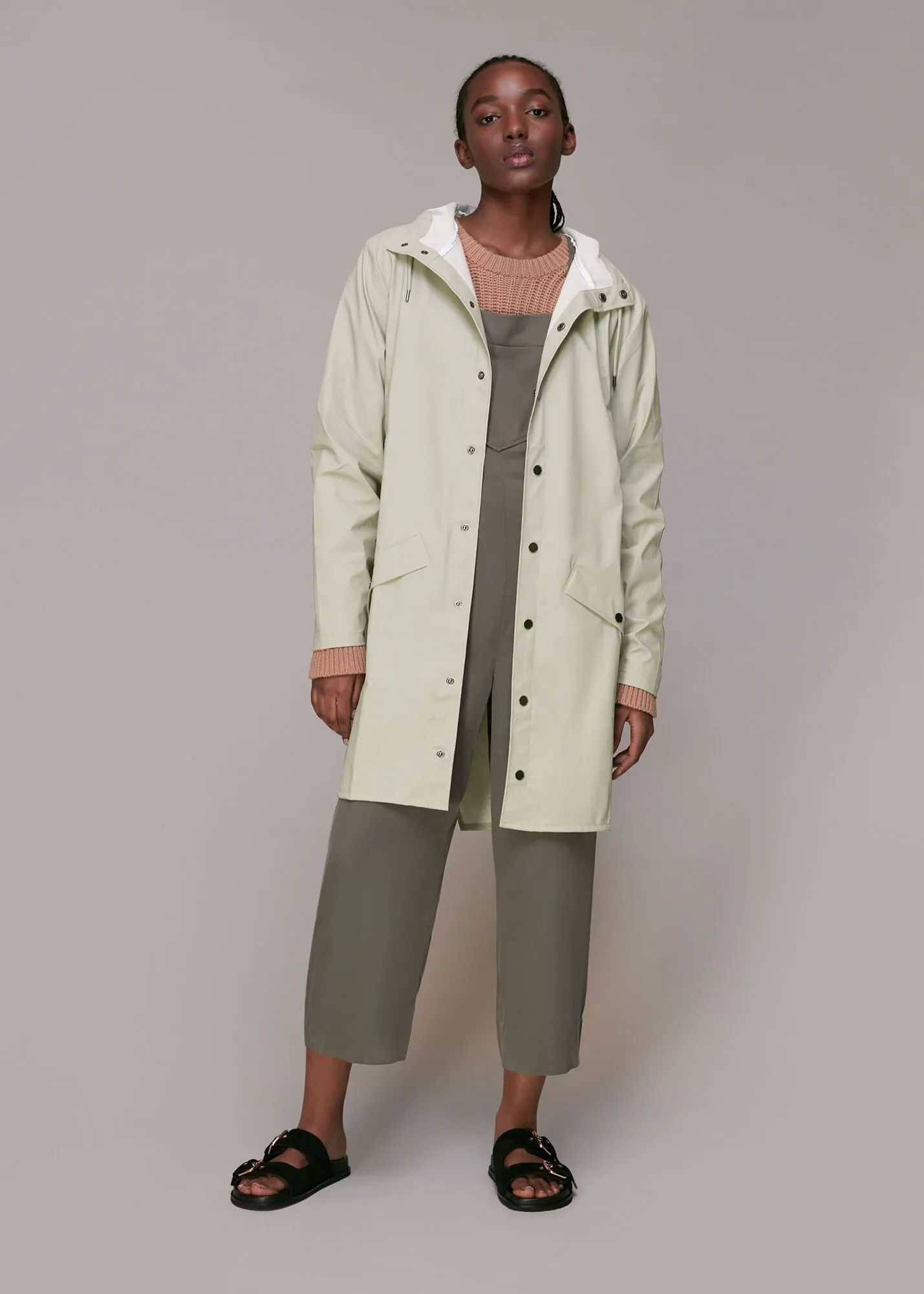 Pale Grey Rains Long Jacket