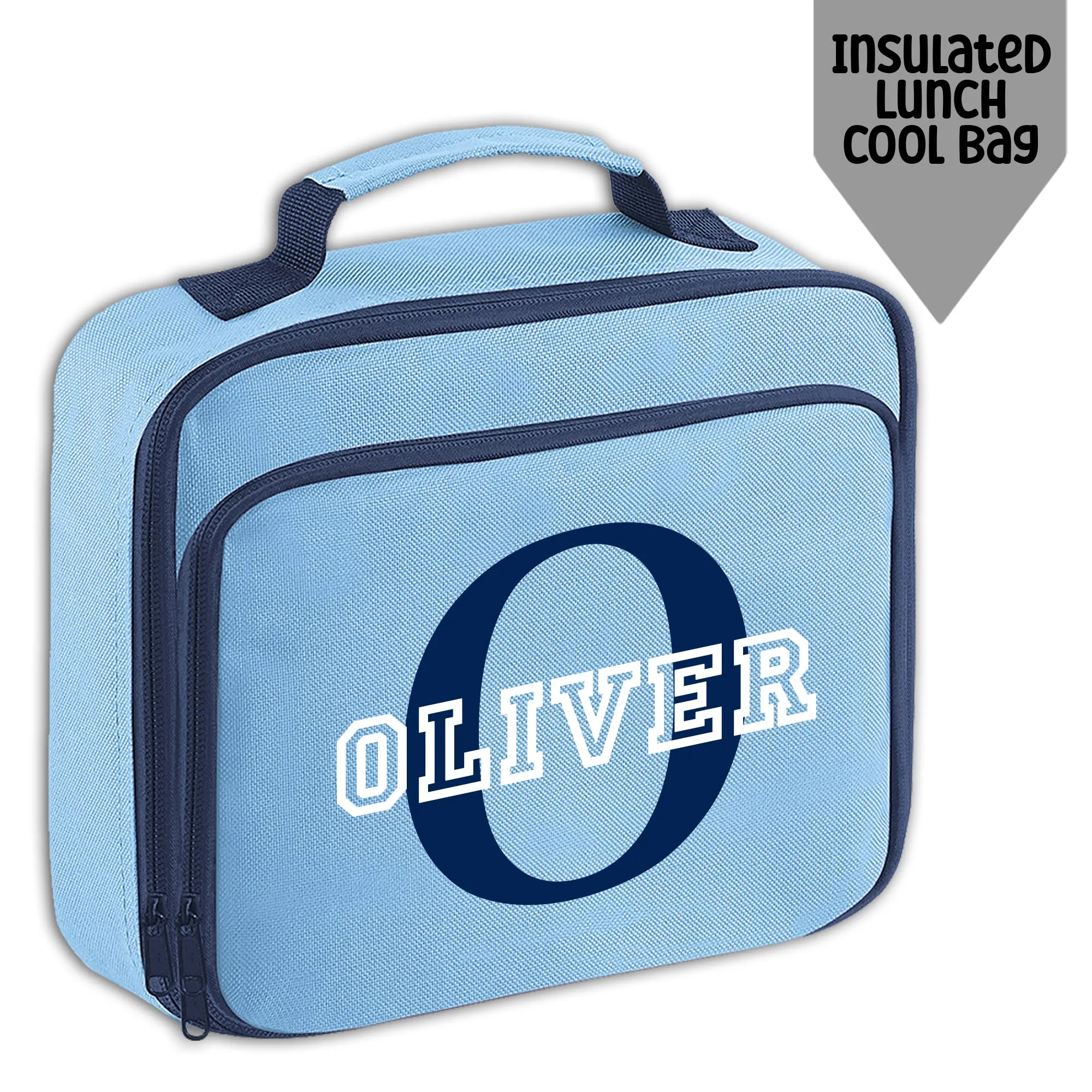 Personalised Backpack Kids 18 or 9 Litre Initial and Name Lunch Bag Water Bottle Pencil Case School PE Bag Back To School Sky Bl