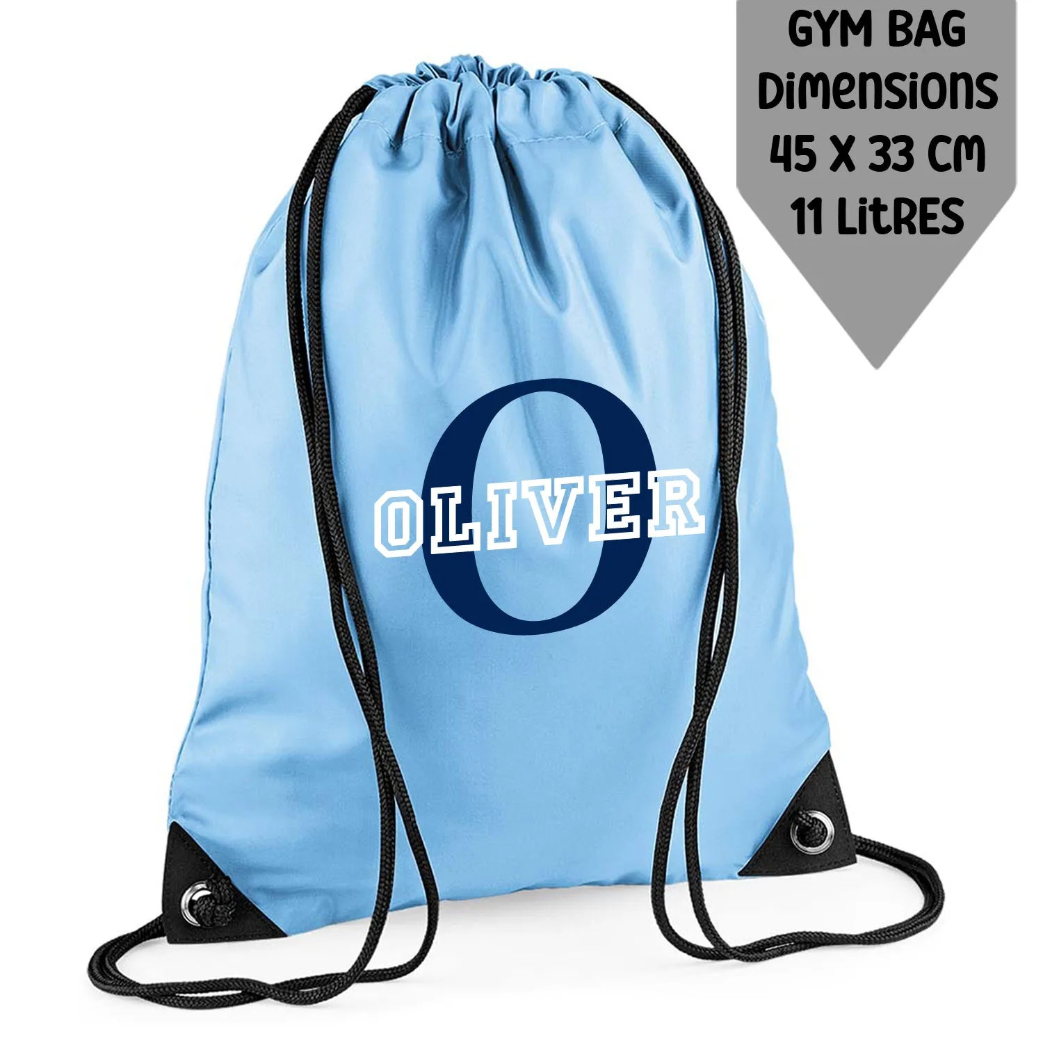 Personalised Backpack Kids 18 or 9 Litre Initial and Name Lunch Bag Water Bottle Pencil Case School PE Bag Back To School Sky Bl