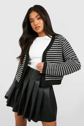 Petite Stripe Cropped Cardigan