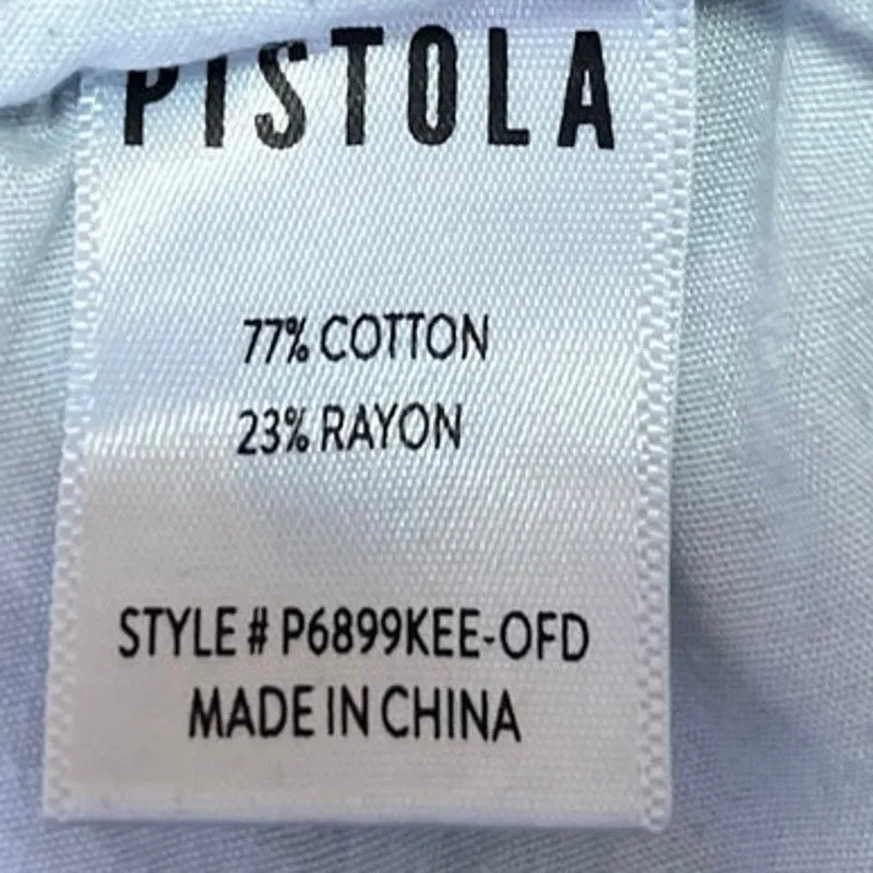 Pistola Blue Denim Straight High Rise Medium Wash Paperbag Crop Pants Jeans Sz S