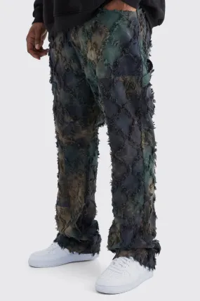 Plus Fixed Waist Slim Oil Camo Cargo Tapestry Pants