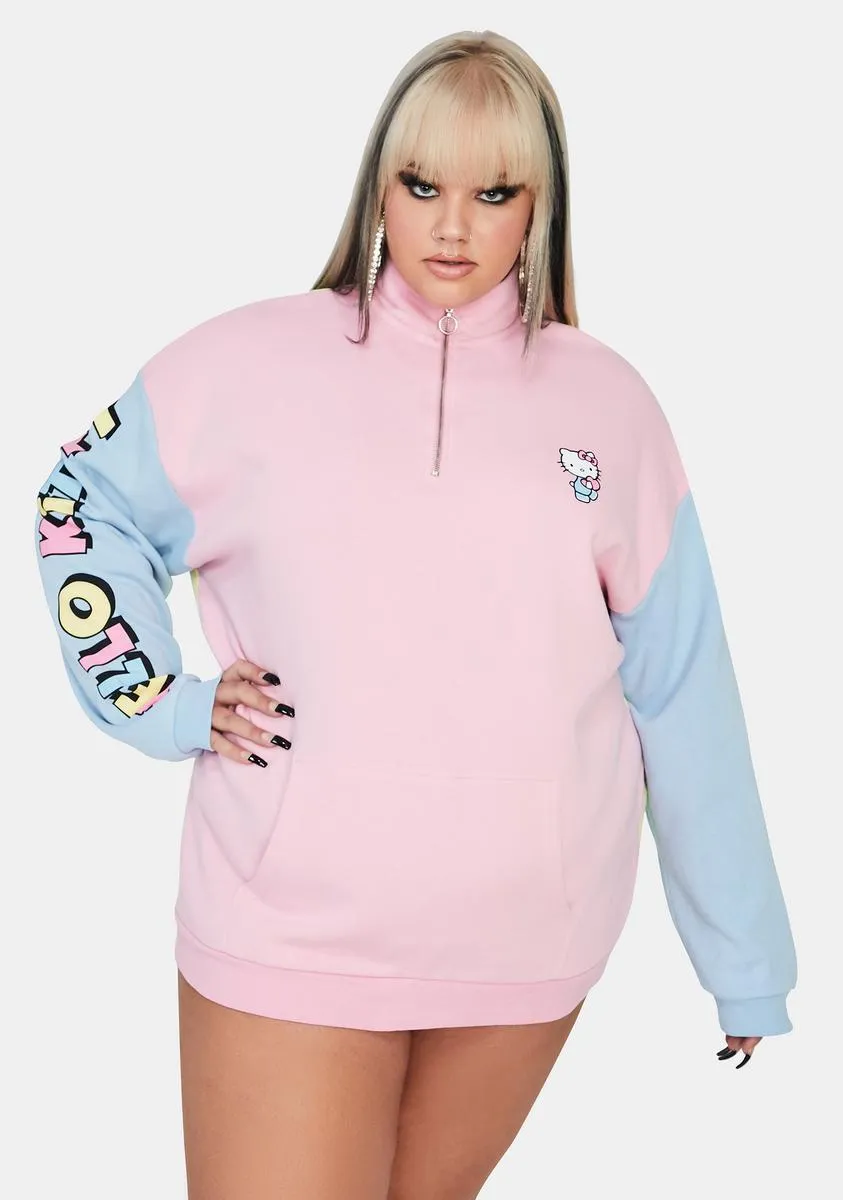 Plus Hello Kitty Color Contrast Panel Sweatshirt-