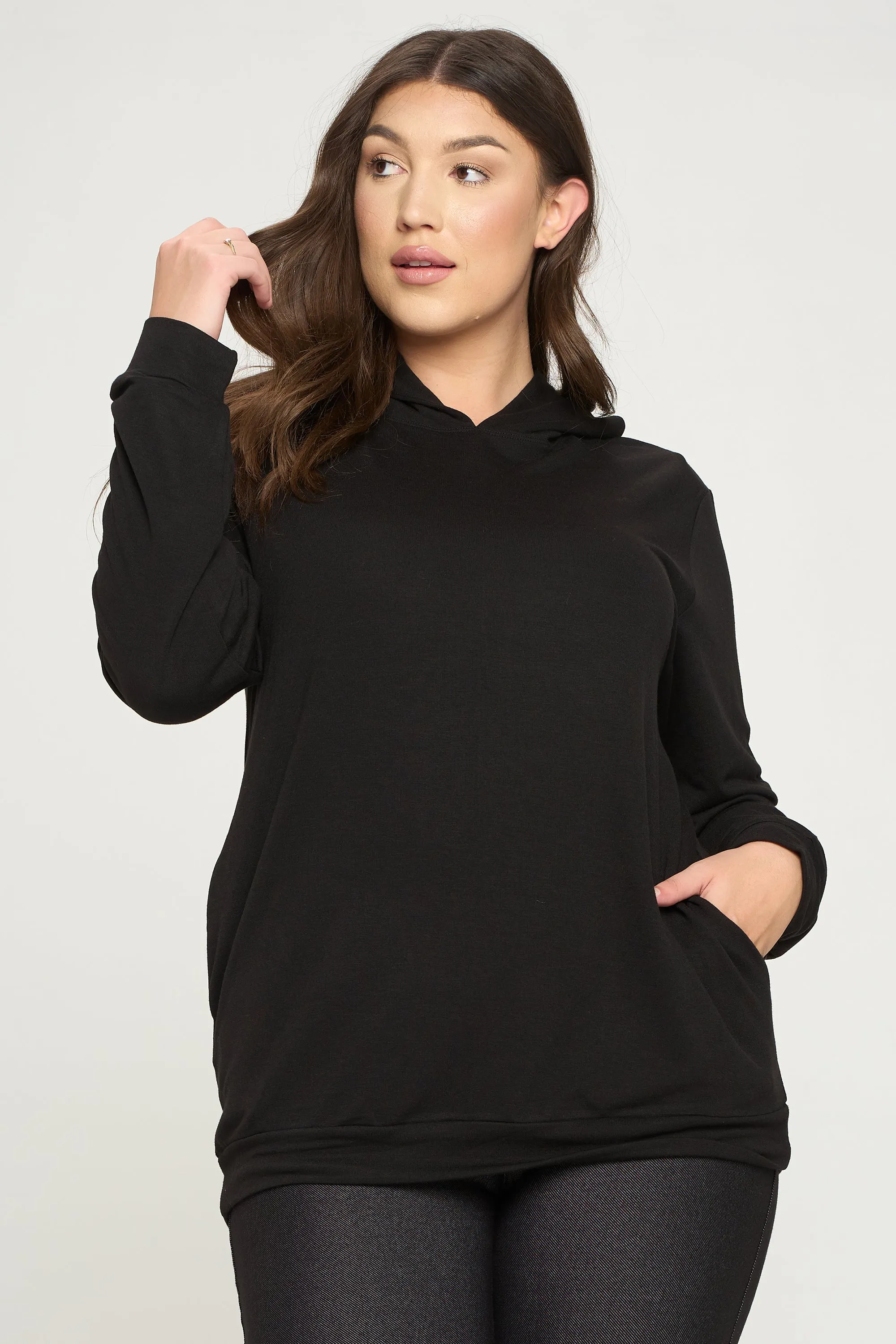 Plus Size No Strings Attached Side Pocket Hoodie