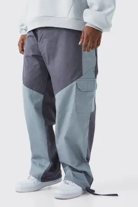 Plus Slim Fit Color Block Cargo Pants With Woven Tab