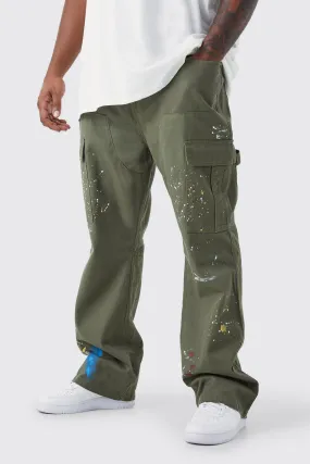 Plus Slim Flare All Over Paint Splatter Cargo Pants