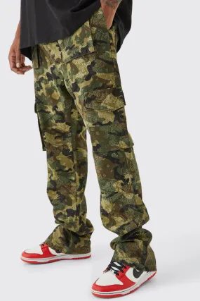 Plus Slim Stacked Flare Multi Cargo Camo Bandana Pants