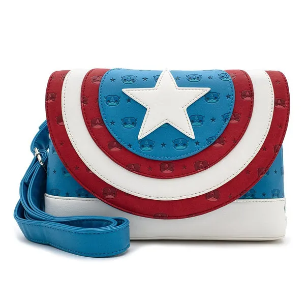 Pop! By Loungefly X Marvel Captain America Debossed Shield Crossbody Bag