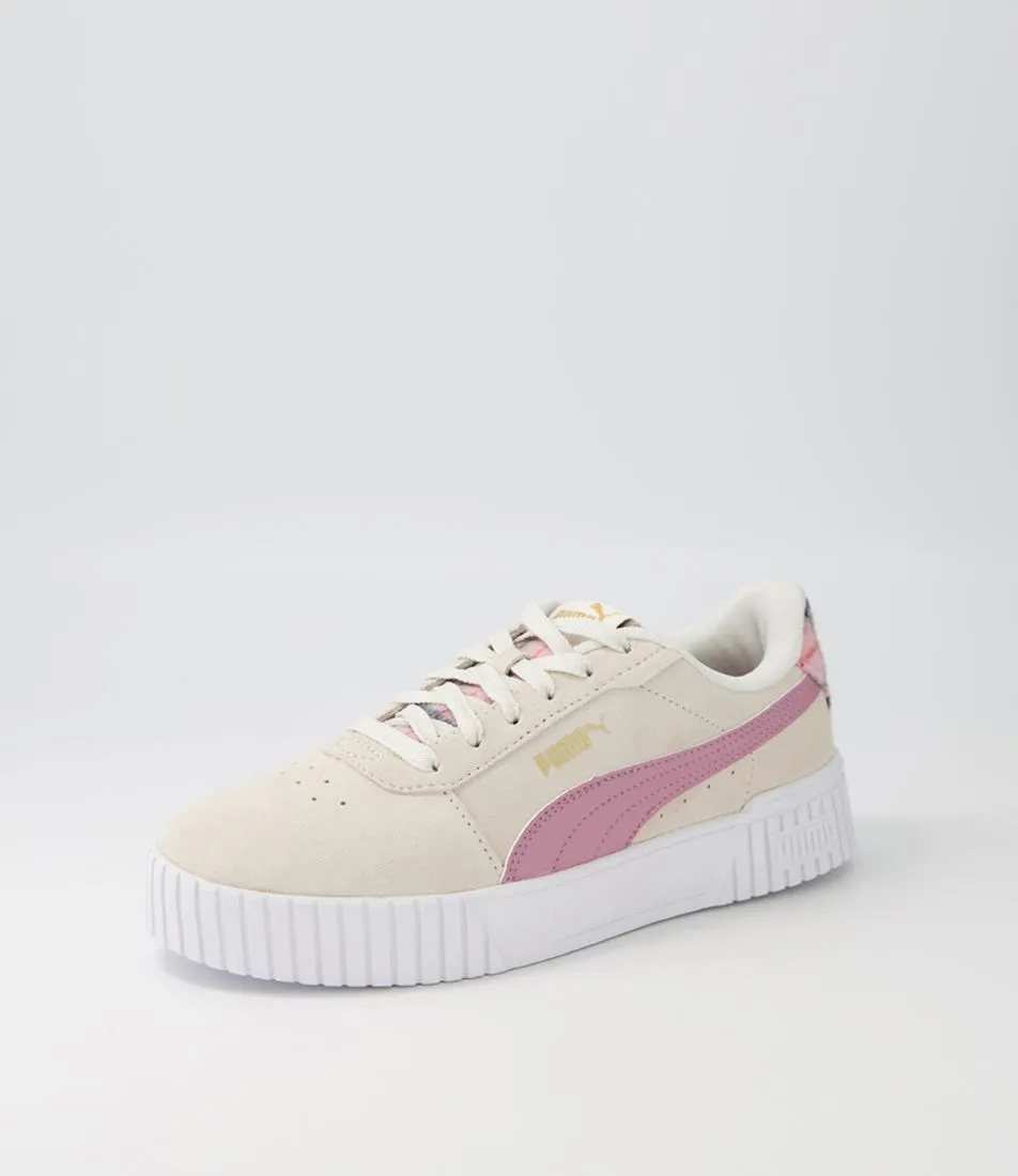 PUMA Carina 2.0 Tartan W Gray Grape Gold Leather Sneakers