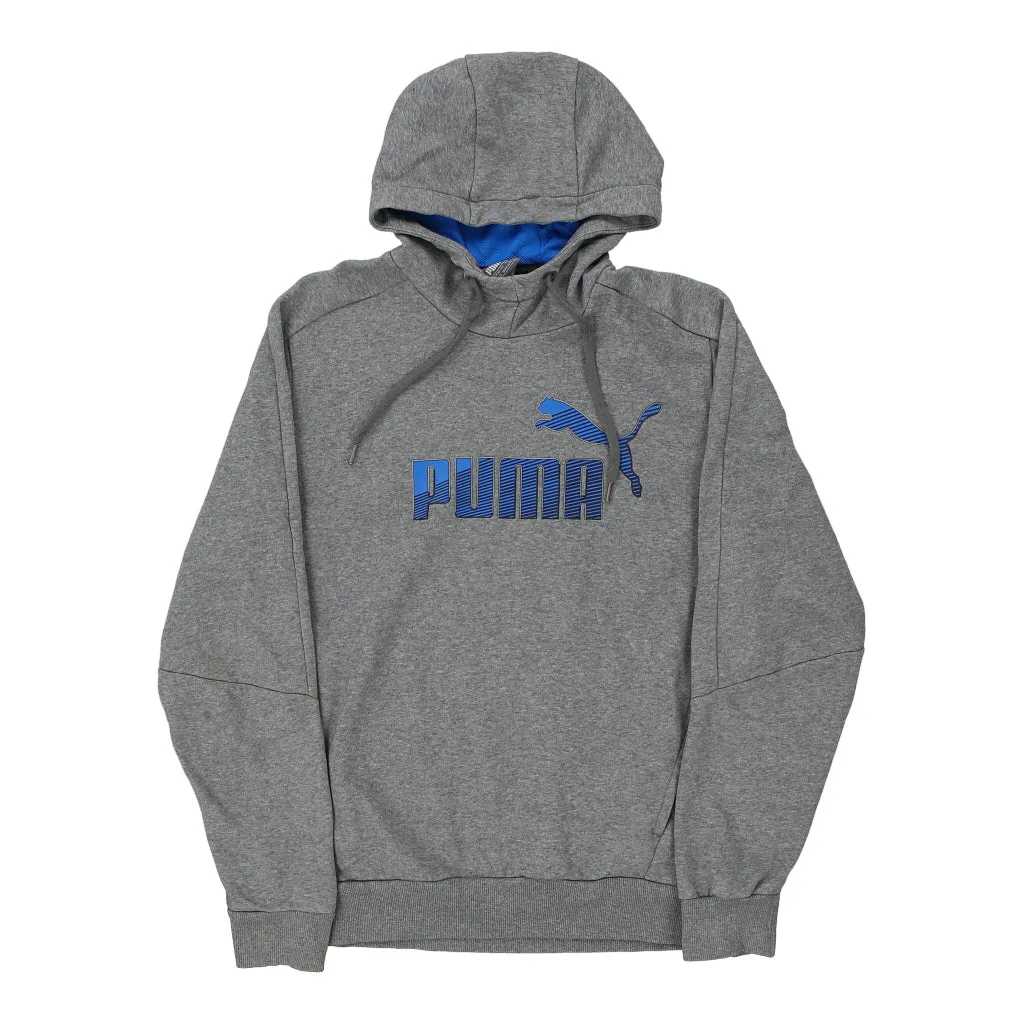 Puma Spellout Hoodie - Large Grey Cotton Blend