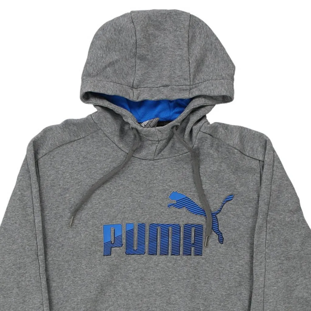 Puma Spellout Hoodie - Large Grey Cotton Blend