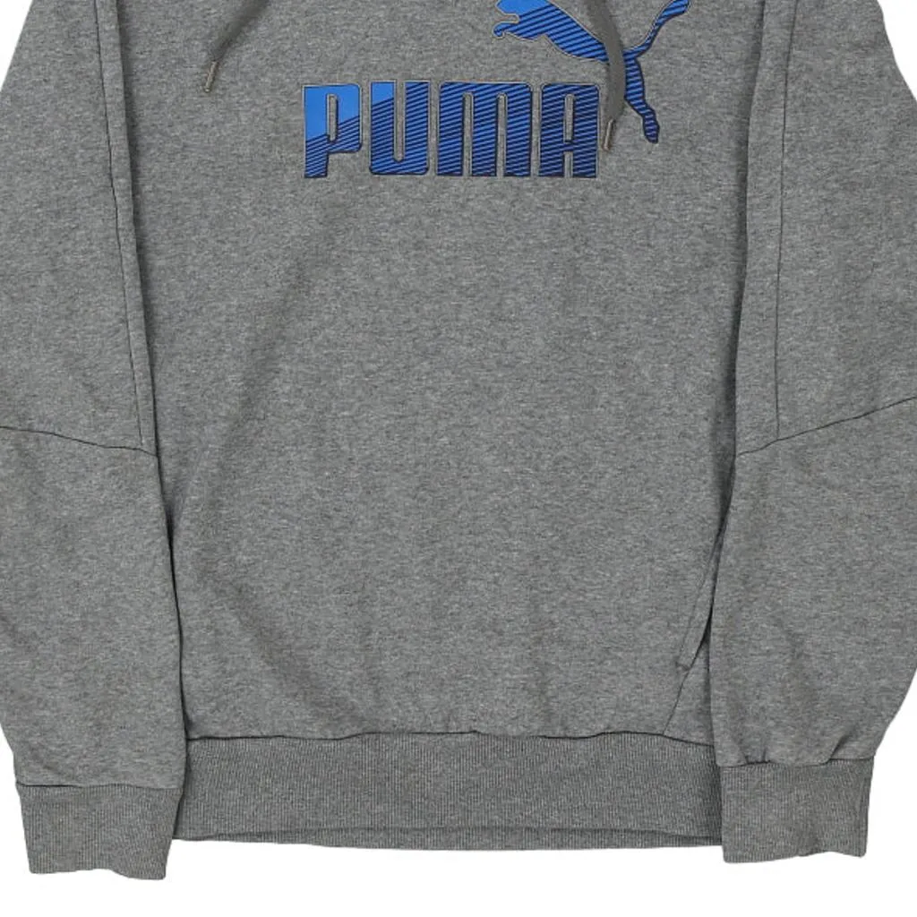 Puma Spellout Hoodie - Large Grey Cotton Blend