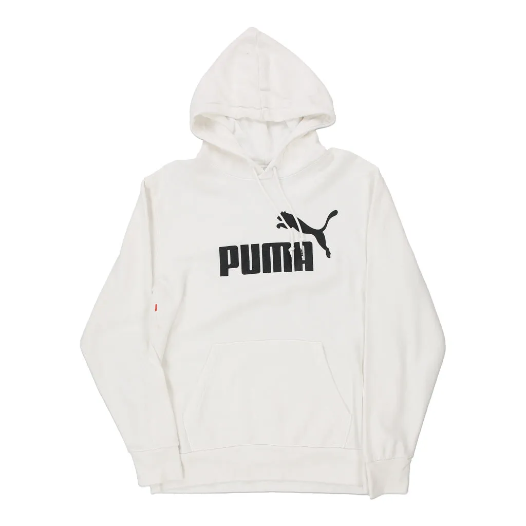 Puma Spellout Hoodie - Medium White Cotton Blend