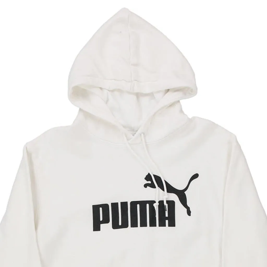 Puma Spellout Hoodie - Medium White Cotton Blend